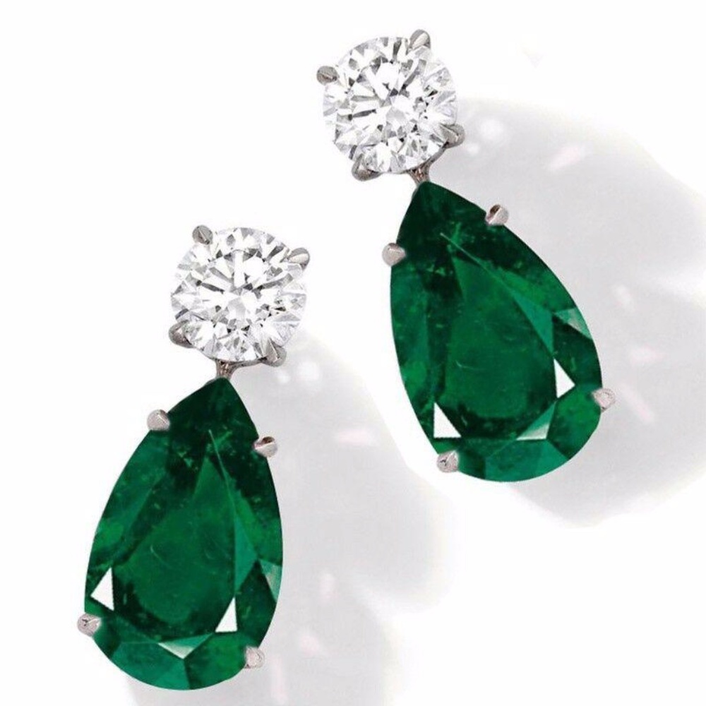Imitated Emerald Earrings - Picture 1 of 3